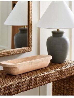 Studio McGee X Target Threshold Discontinued Neutral Long Wooden Dough Bowl